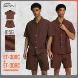 Etai men's clothing relaxed fit textured short sleeve shorts casual set - summer trendy brand premium solid color men's outfit