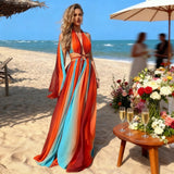 Women's dress - standalone store, amazon, european & american style, vacation beach, slit hem, sleeveless wrap-top, printed women's dress