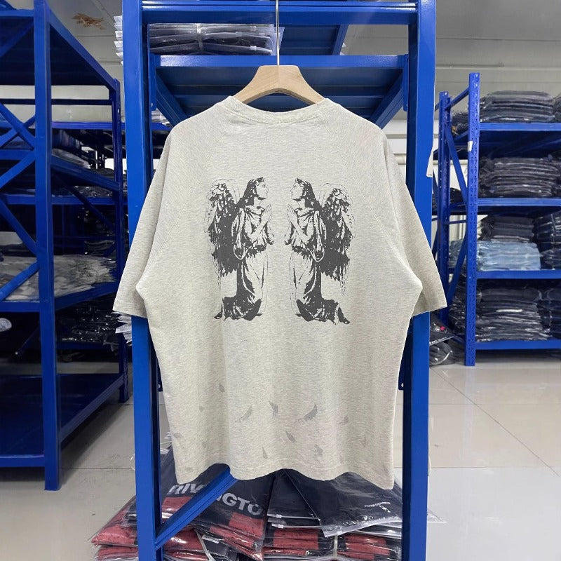 saint m t shirts  s.m sketch figure graphic crew neck pullover short sleeve top - wholesale
