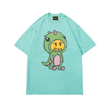 Drew house t-shirt - spring/summer d@ew cartoon dinosaur print crew neck pullover short sleeve