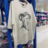 saint m t shirts  s.m sketch figure graphic crew neck pullover short sleeve top - wholesale