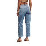 Women's casual loose fit mid-rise straight leg washed fashion jeans - cross-border e-commerce, ebay, european & american jeans