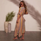 Women's dress - european & american style loose robe, beach cover-up, seaside vacation sun protection maxi dress, bikini cover-up robe dress for women