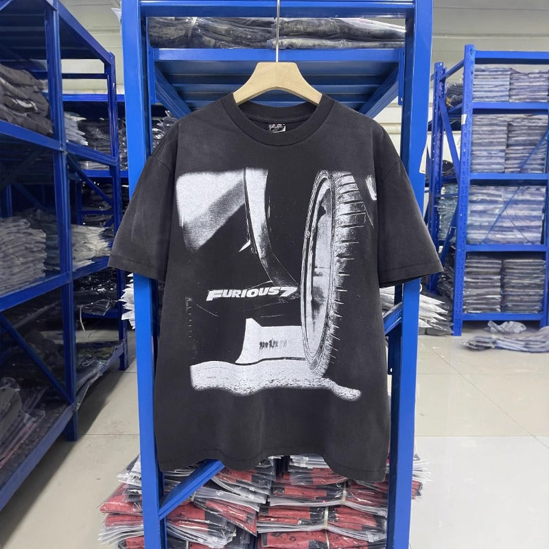 saint m t shirts  s.m fast & furious graphic crew neck pullover short sleeve t-shirt - wholesale