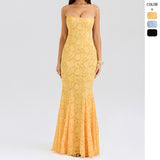 Women's dress - european & american style, sexy, slimming, backless, amazon-inspired bandeau, cinched waist, long formal gown