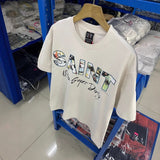 saint m t shirts  s.m landscape letter graphic crew neck pullover short sleeve top - wholesale