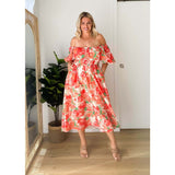 Women's dress - hot selling european & american style dress for amazon - summer elegant square neck printed puff sleeve maxi dress