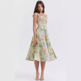 Women's dress - cross-border e-commerce, independent website, foreign trade, spring/summer, european and american style, slimming, spaghetti strap, sexy slit, floral print dress