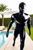 Man Black Latex Catsuits Total Cover