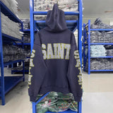Saint m hoodie - spring/autumn s.m navy medal letter print washed & distressed hooded sweatshirt - wholesale