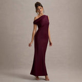 Women's dress - cross-border spring french chic sleeveless off-the-shoulder high-end slim-fit long maxi party dress