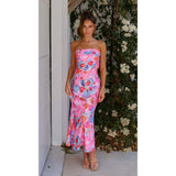 Women's dress - standalone store, us & european export, cross-border e-commerce, summer bandeau sleeveless printed slim-fit sexy dress