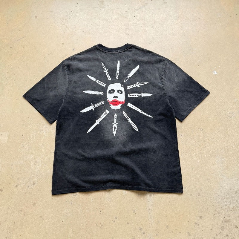 saint m t shirts  s.m. dark knight joker crew neck pullover short sleeve t-shirt - wholesale