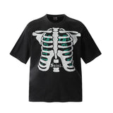 saint m t shirts  s.m vintage skeleton print crew neck pullover short sleeve top - wholesale