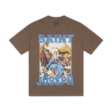 saint m t shirts  s.m. virgin mary oil painting graphic crew neck short sleeve tee
