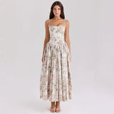 Women's dress - amazon cross-border fashion: elegant, chic, and flattering floral print slip dress - slim fit, figure-flattering, and ethereal