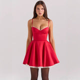 Women's dress: european and american amazon summer hot girl style - spaghetti strap, slim fit, backless, princess-style puffy skirt, elegant dress for women