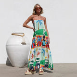 Women's dress - amazon us & europe style - evening gown/party dress - maxi skirt, bandeau, sexy & fashionable, slit, printed dress for women