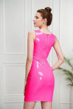 Women Pink Latex Dress The Swoosh Low Cut