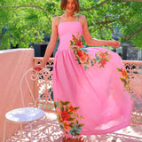 Women's dress - cross-border e-commerce amazon summer fashion: elegant spaghetti strap printed backless dress