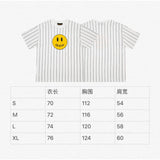 Drew house t-shirt - spring/summer d@ew striped smiley face letter print crew neck pullover short sleeve