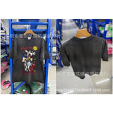 saint m t shirts  s.m cartoon print crew neck pullover short sleeve top - wholesale