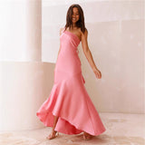 Women's dress - european & american amazon spring/summer sexy one-shoulder slim-fit tie-up backless mermaid tail elegant dress