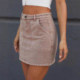 Women's dress: european and american spring/summer cross-border e-commerce hot girl workwear denim skirt, washed slim-fit bodycon midi skirt - in stock