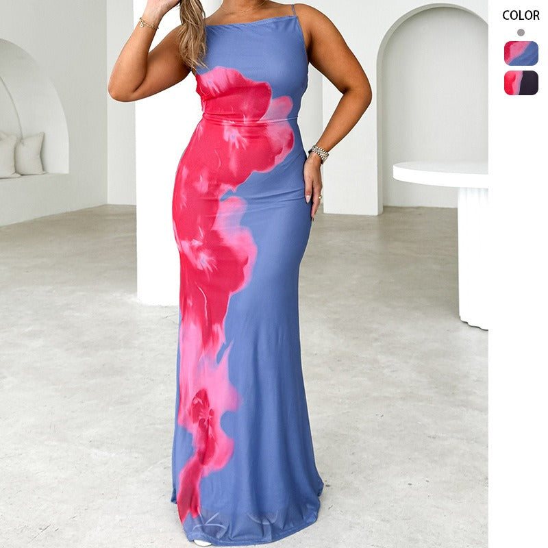 Women's dress - amazon fashion spring/summer new arrivals - slim-fit camisole dress with color block floral print - maxi dress for women