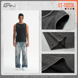 Etai men's clothing solid color retro slim-fit heavyweight tank top with washed and distressed patchwork ribbed detail