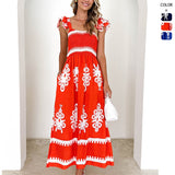 Women's dress: hot-selling european and american style beach dress for women on amazon - vacation-ready printed bandeau dress