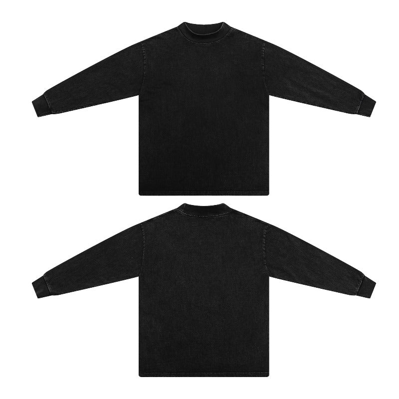 Saint m hoodie spring & fall s.m washed and distressed pure color round neck pulloverlong sleeves one piece batch