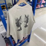 saint m t shirts  s.m sketch figure graphic crew neck pullover short sleeve top - wholesale