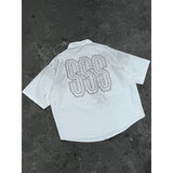 saint m t shirts Spring/autumn s.m rhinestone letter casual oversized shirt