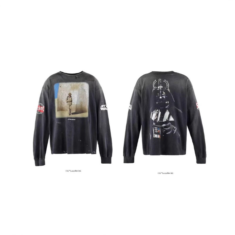 Saint m hoodie - autumn/winter s.m. collaboration - star wars graphic crewneck pullover long sleeve - wholesale