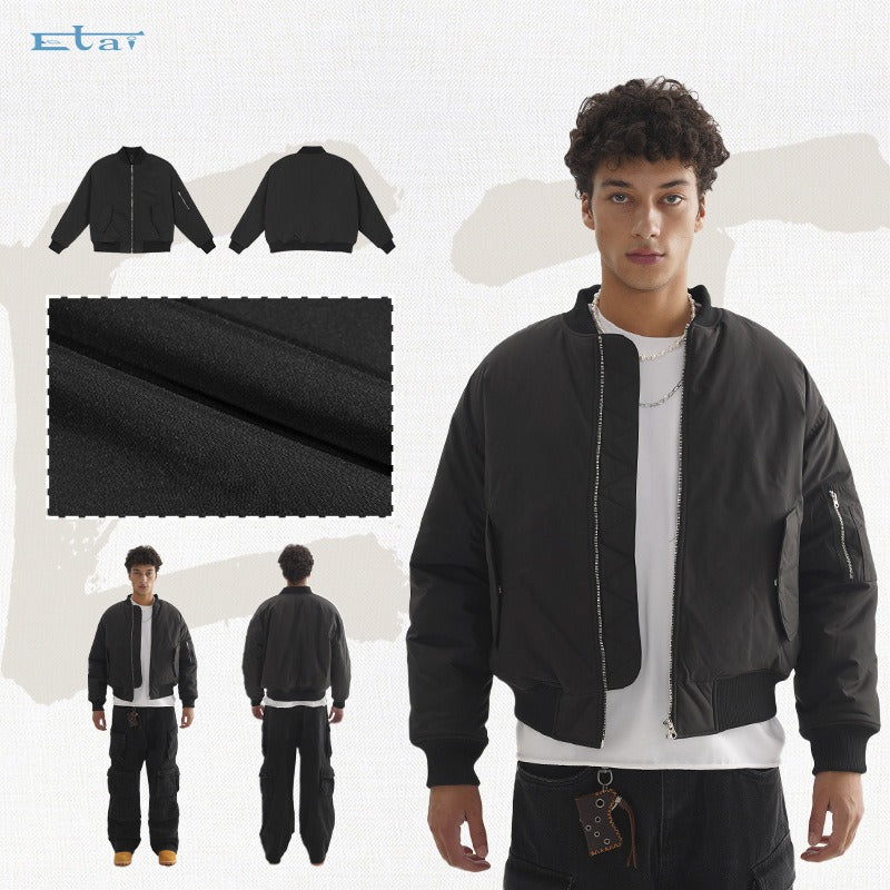 Etai men's | american streetwear short bomber jacket - minimalist solid color, multi-functional water-resistant zip-up jacket