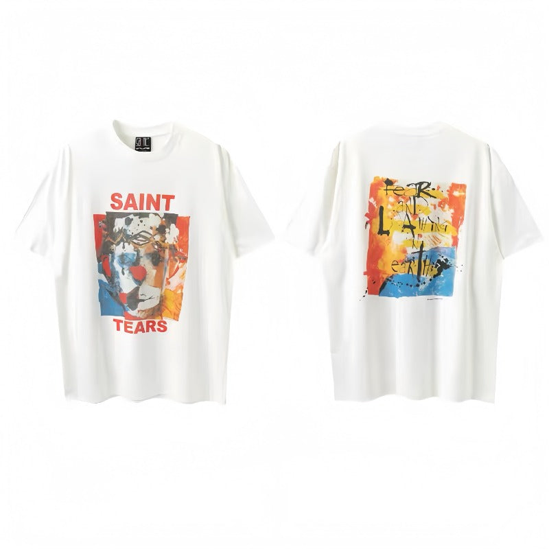 saint m t shirts  s.m clown print crew neck pullover short sleeve top - wholesale