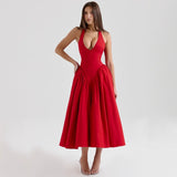 Women's dress - cross-border e-commerce, european & american style, spring collection, elegant v-neck halter neck sexy evening gown dress