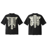 saint m t shirts  s.m. skeleton letter graphic crew neck short sleeve pullover - wholesale