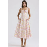 Women's dress: european and american cross-border chic floral collection - french summer camisole dress, soft & feminine style, slimming floral camisole maxi dress
