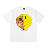 saint m t shirts  s.m skull smiley face graphic crew neck short sleeve t-shirt - wholesale