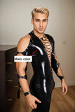 Man Latex Catsuits Diamond Lacing Cut Outs