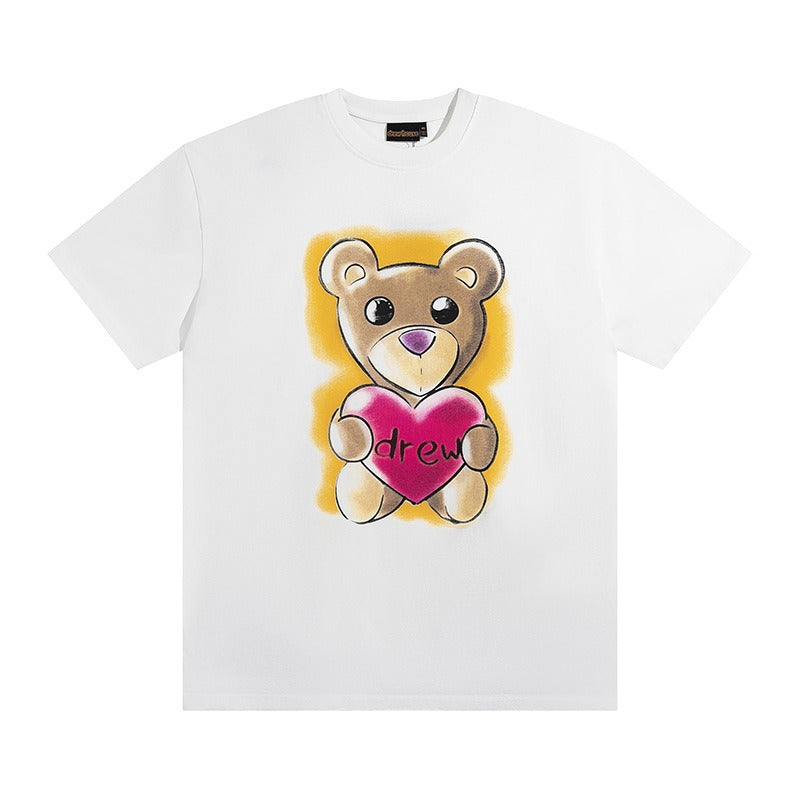 Drew house t-shirt - autumn/winter collection - d@ew heart bear graphic crew neck pullover short sleeve - wholesale single piece