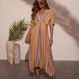 Women's dress - european & american style loose robe, beach cover-up, seaside vacation sun protection maxi dress, bikini cover-up robe dress for women