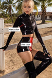 Women Latex Jackets Classic Black Cropped