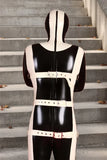 Man Latex Catsuits Full Body Strapped In