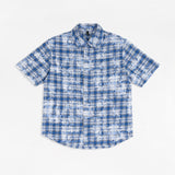 Etai men's fashion trendy distressed vintage style frayed hem plaid shirt - popular summer loose fit short sleeve shirt for men