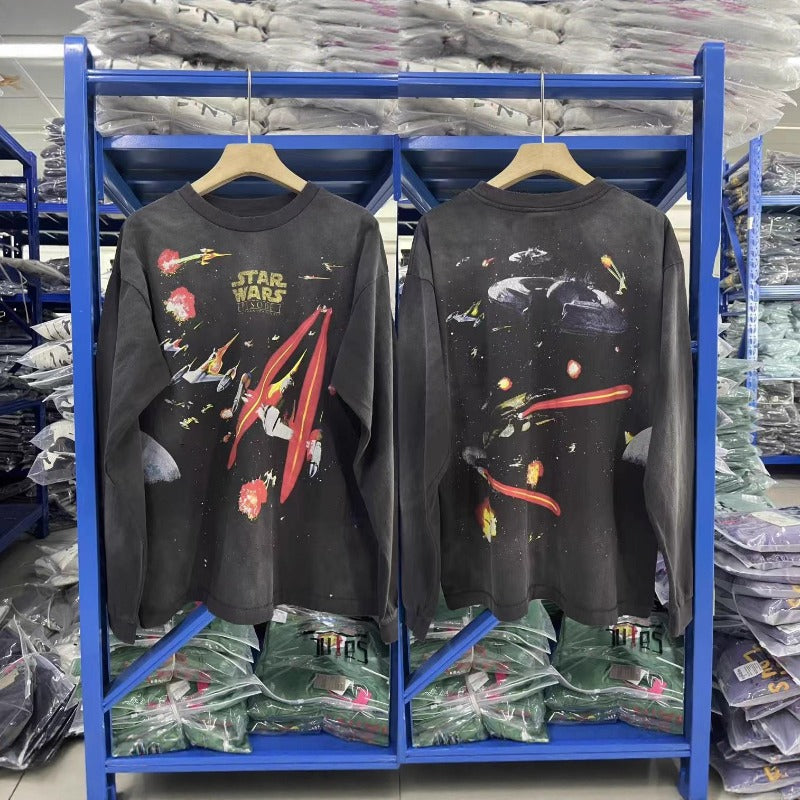 Saint m hoodie - autumn/winter - s.m - star wars fighter all-over print crewneck long sleeve - wholesale