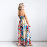 Women's dress - in stock, ready to ship: summer european & american style sexy high-waisted printed maxi slip dress - perfect for vacation!