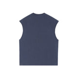 Personalized american fashionable brand heavy weight pure cotton loose edge vest pure colorlooseretro sleeveless t-shirt vest
